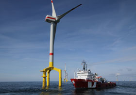 Windrad im Offshore-Windpark BARD Offshore 1