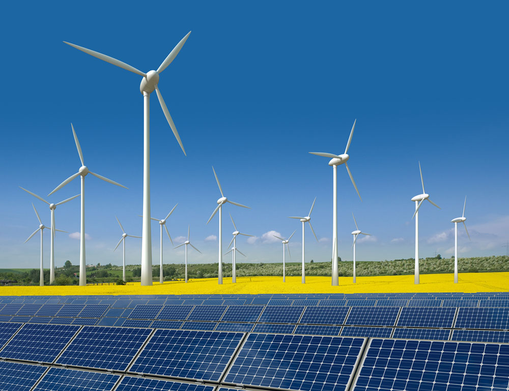 Windturbinen und Solaranlagen